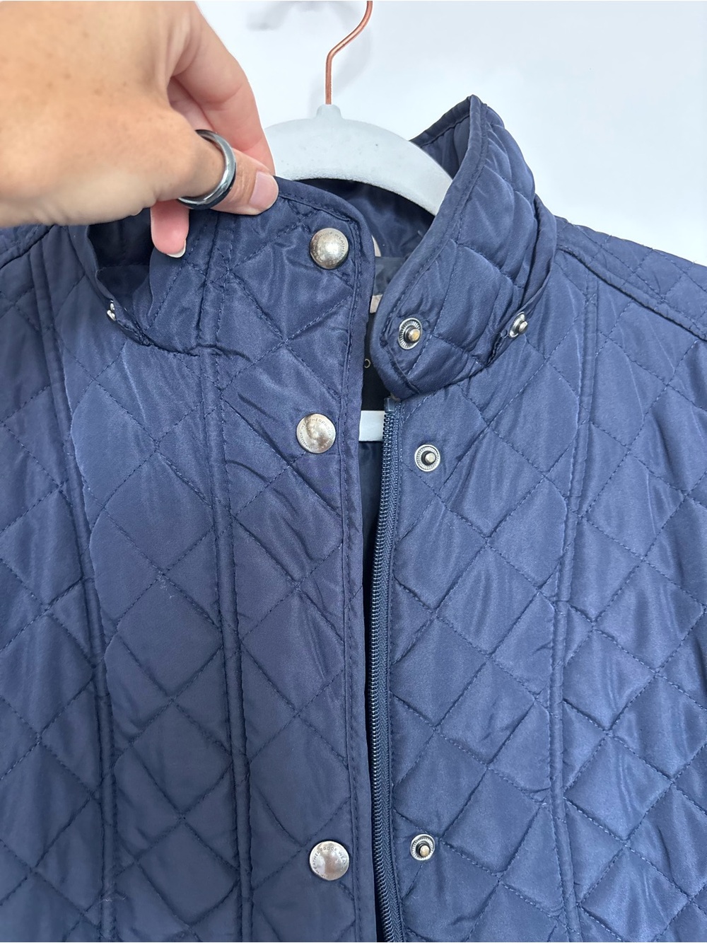 Weatherproof Navy Diamond Quilted Walker Barn Jacket Utility Puffer Coat Large - Picture 9 of 15